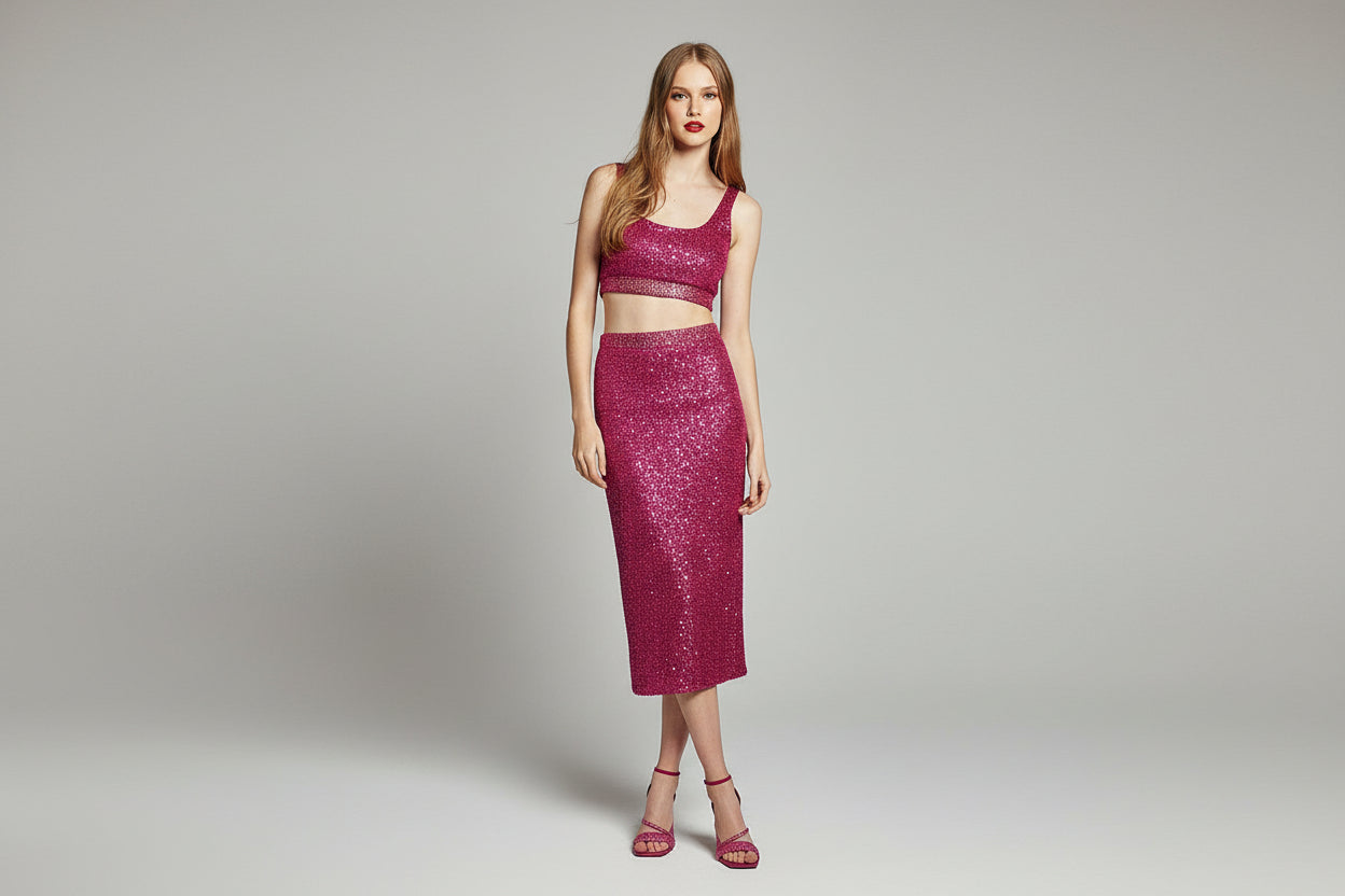 LESLIE MIDI SEQUIN SKIRT (13064C)