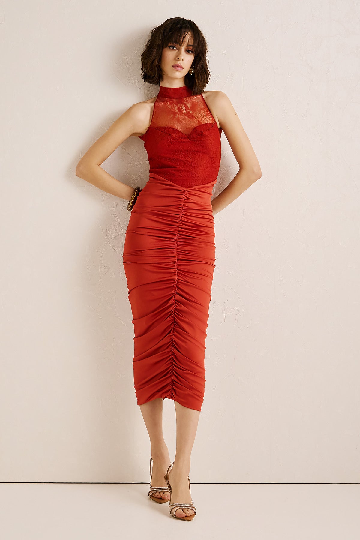 Dress Midi Lace Turtleneck DEPY (18002B)