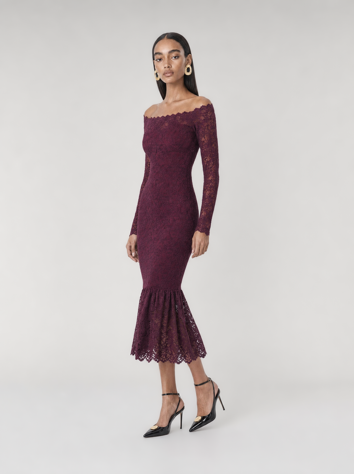 VANESSA VELVET LACE DRESS | PLUM (210005)