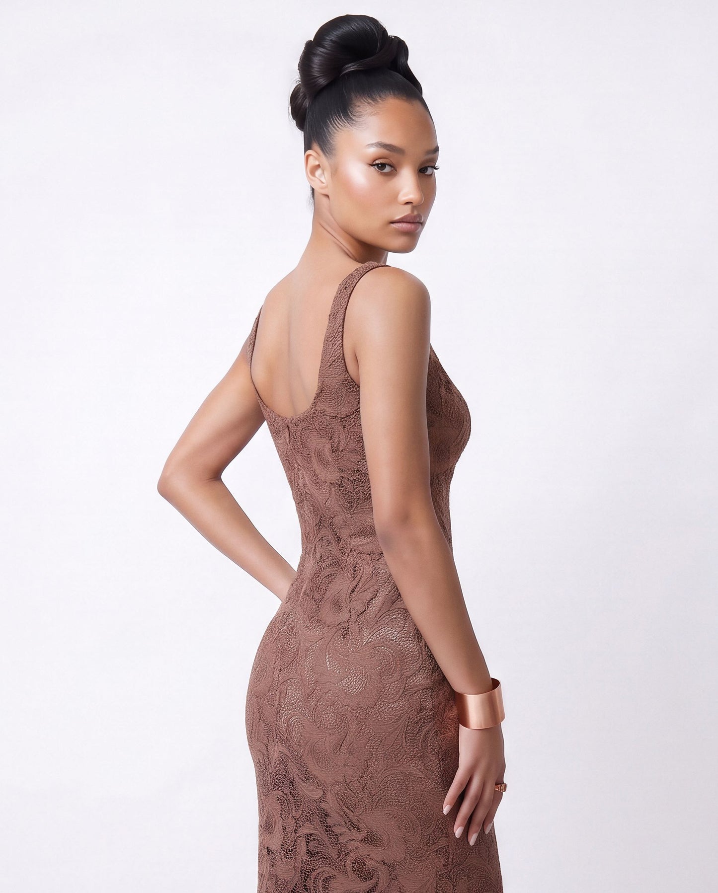 RAISA MIDI DRESS | MOCCA (20002)