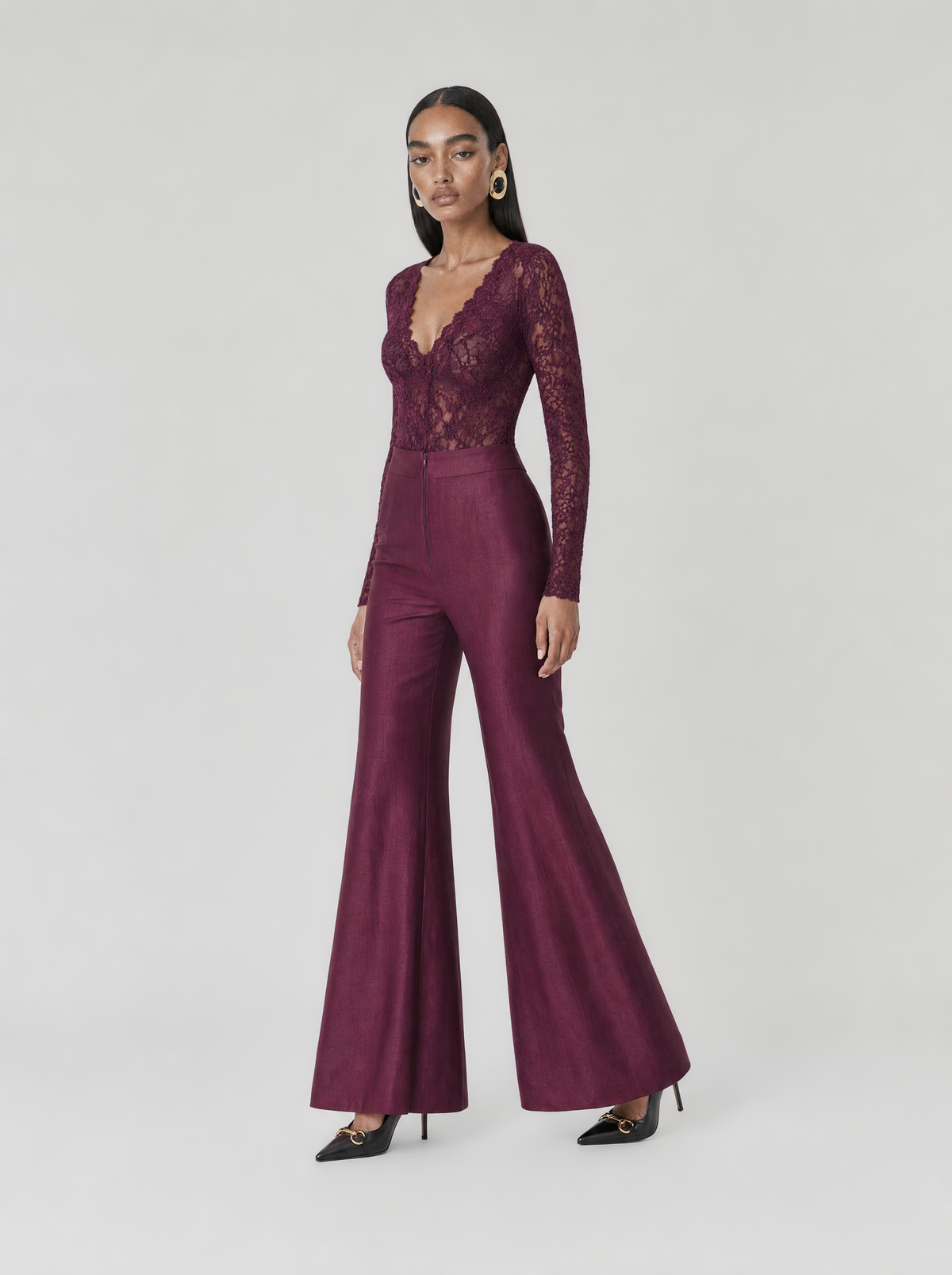 MIRANTA VELVET LACE BODYSUIT | PLUM (210027)