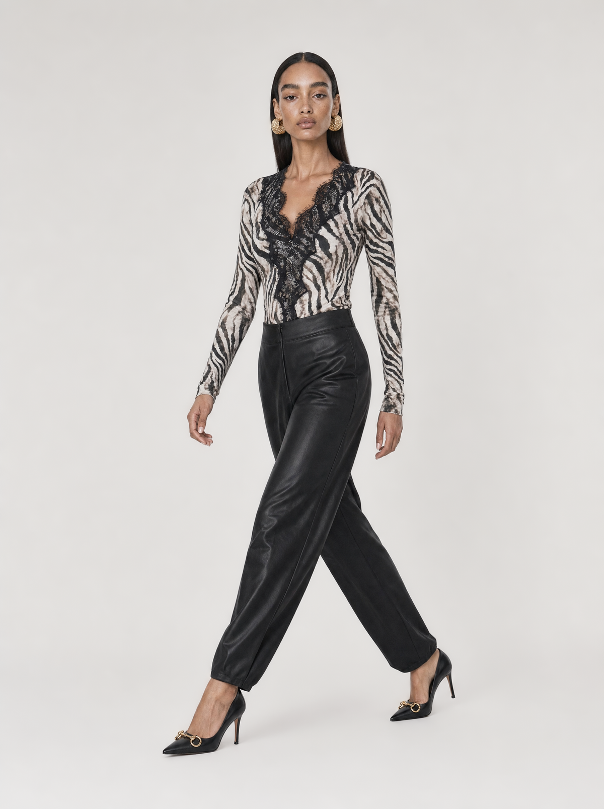 MIRANTA VELVET BODYSUIT  |  ZEBRA  (210027)