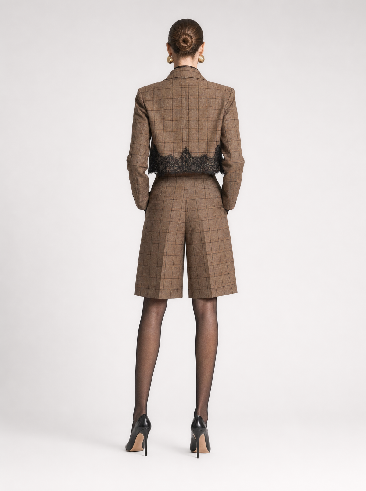 CORYANA CROPPED BLAZER  |  BROWN CHECK  (210030)