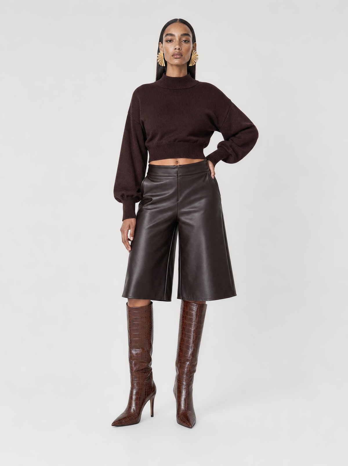 NADINE LEATHER-LOOK BERMUDA SHORTS  |  210035