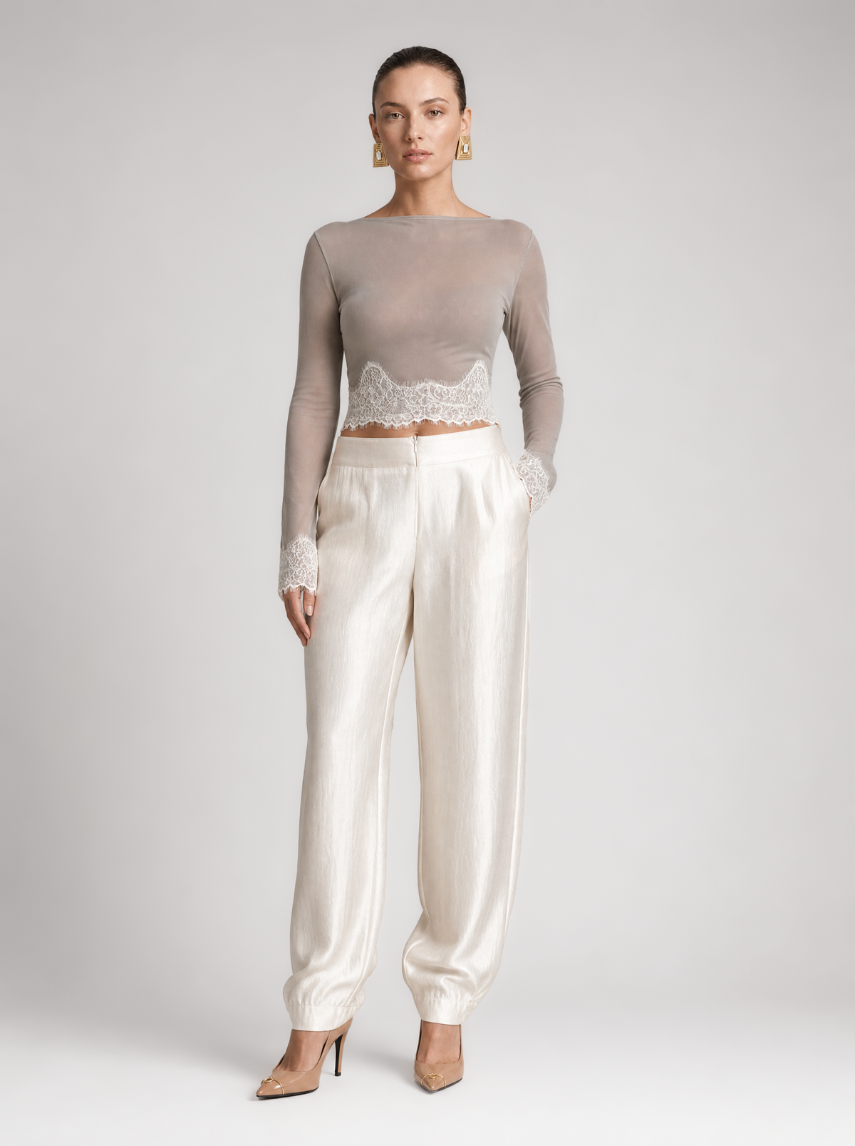 CAELIA MESH TOP  |  LIGHT GREY  (210031)