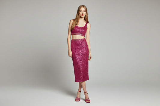 LESLIE MIDI SEQUIN SKIRT  (13064C)