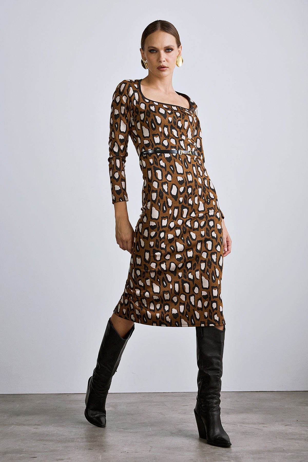 Dress Midi Knit Animal FRANZISCA (17016A)