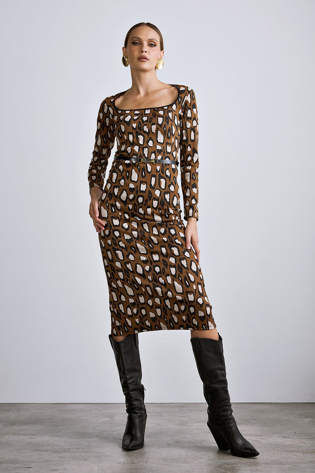 Dress Midi Knit Animal FRANZISCA (17016A)