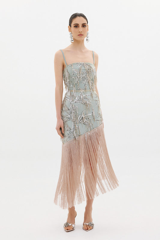 INGRID MIDI DRESS  |  SAGE & BLUSH  (20009A)