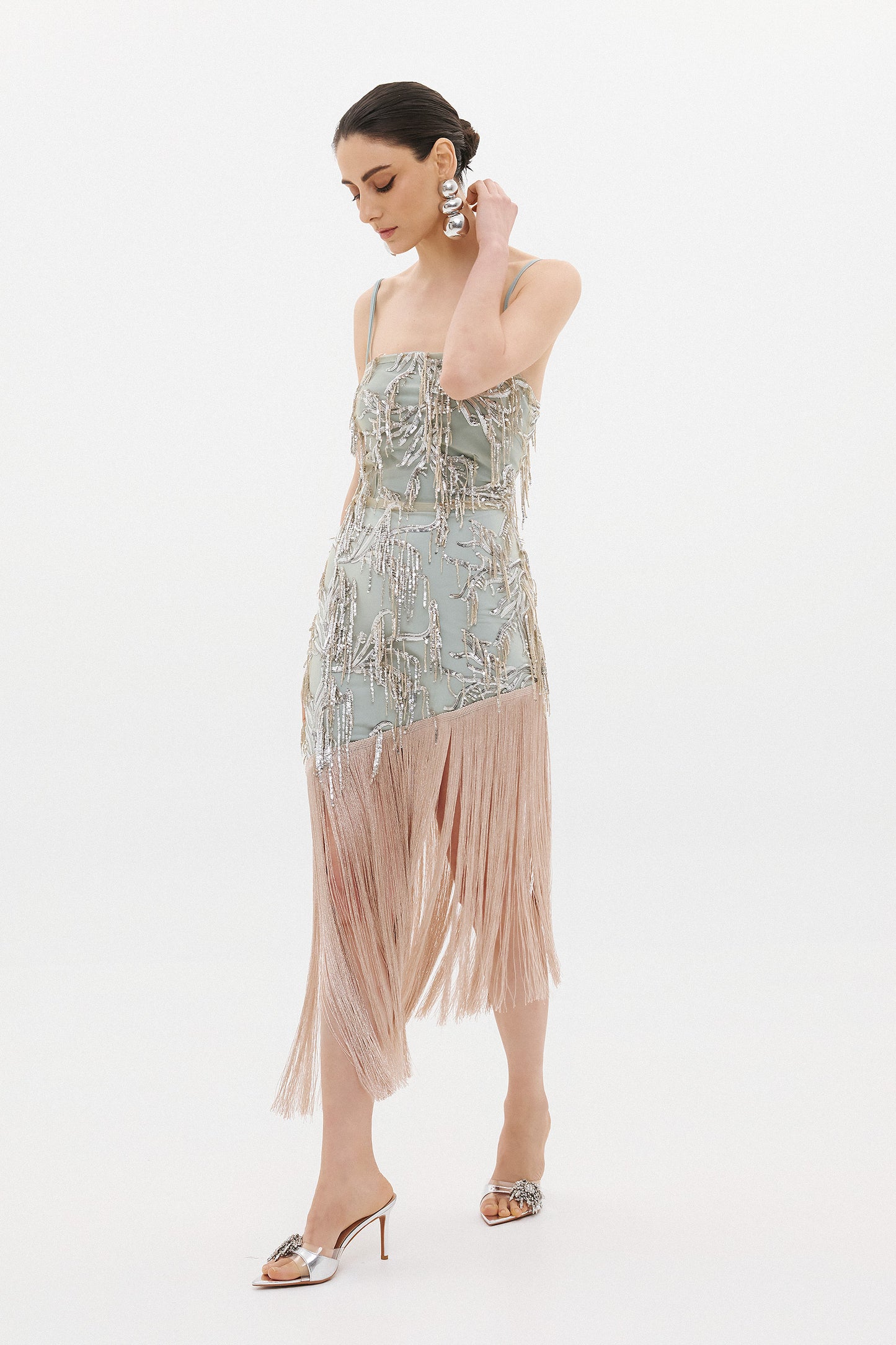 INGRID MIDI DRESS  |  SAGE & BLUSH  (20009A)