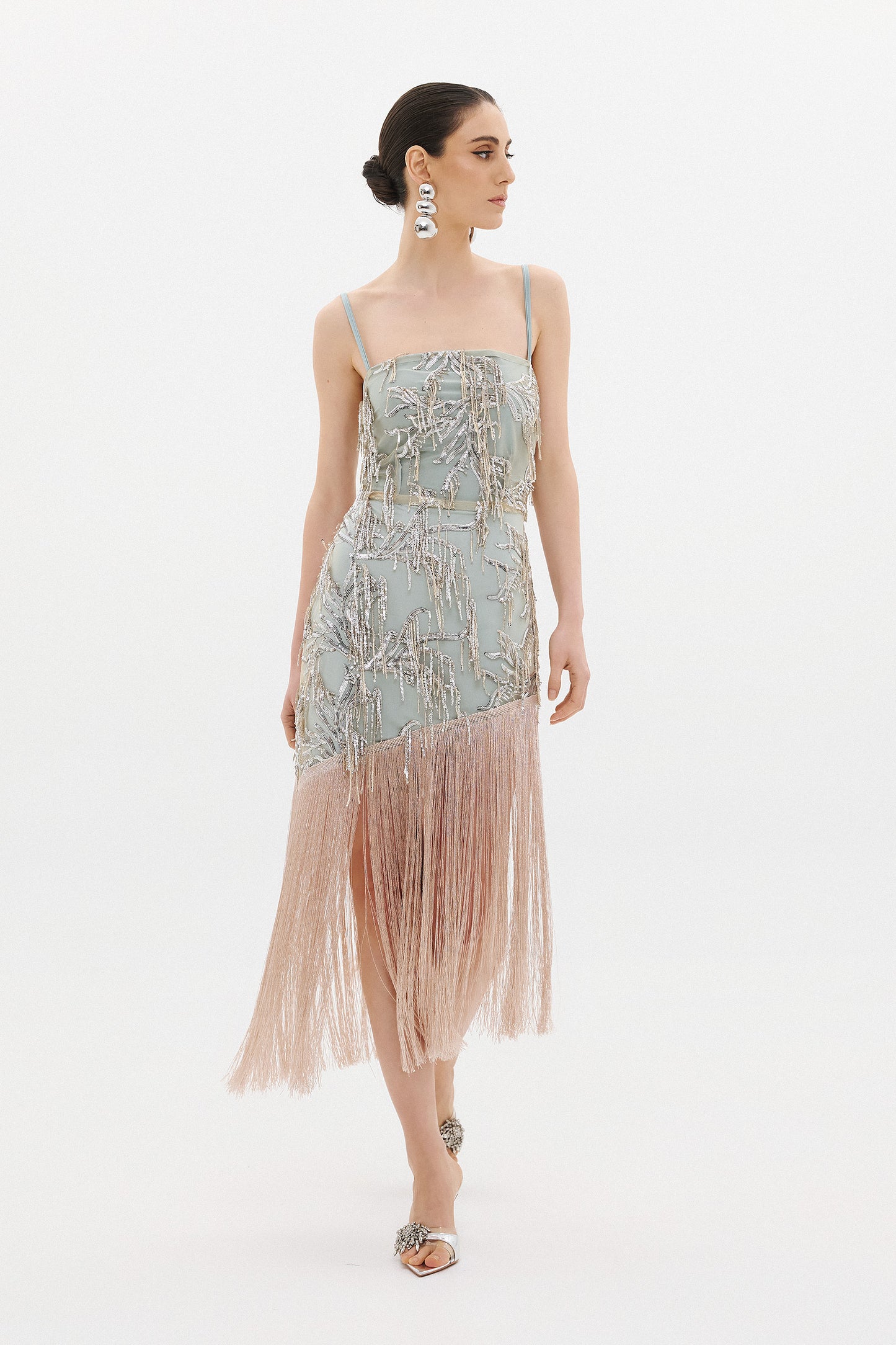 INGRID MIDI DRESS  |  SAGE & BLUSH  (20009A)