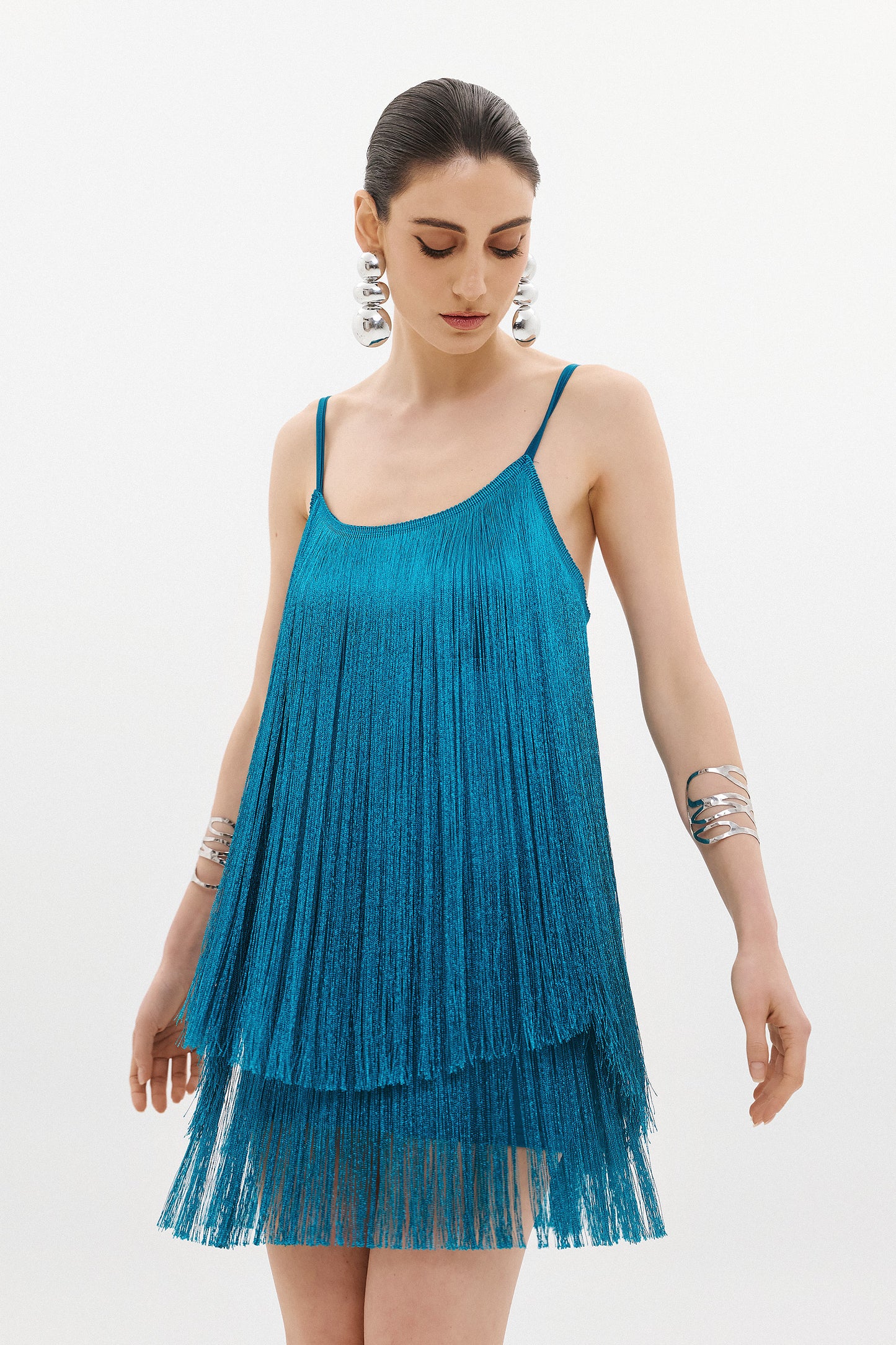 SALSA FRINGE DRESS  |  PETROL  (20024)