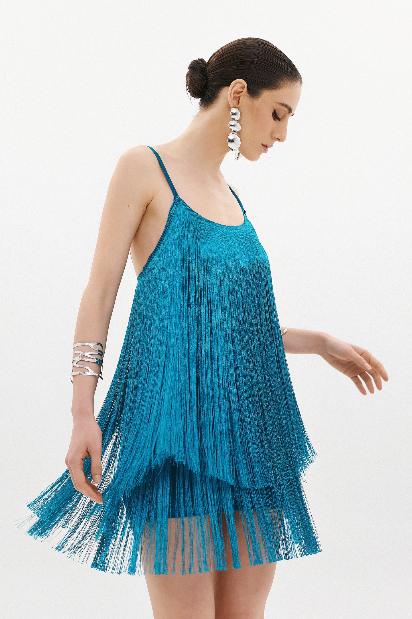 SALSA FRINGE DRESS  |  PETROL  (20024)