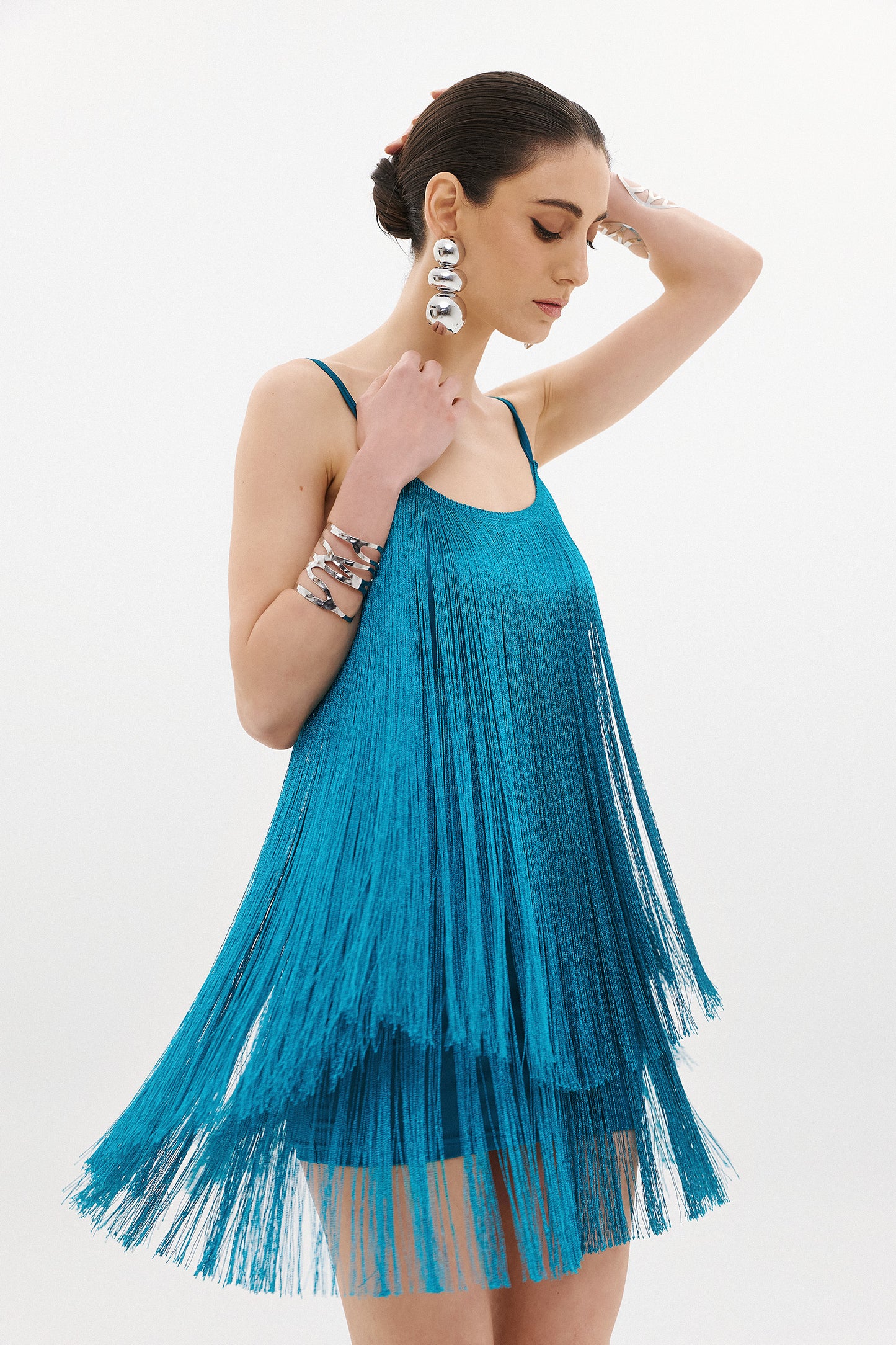 SALSA FRINGE DRESS  |  PETROL  (20024)