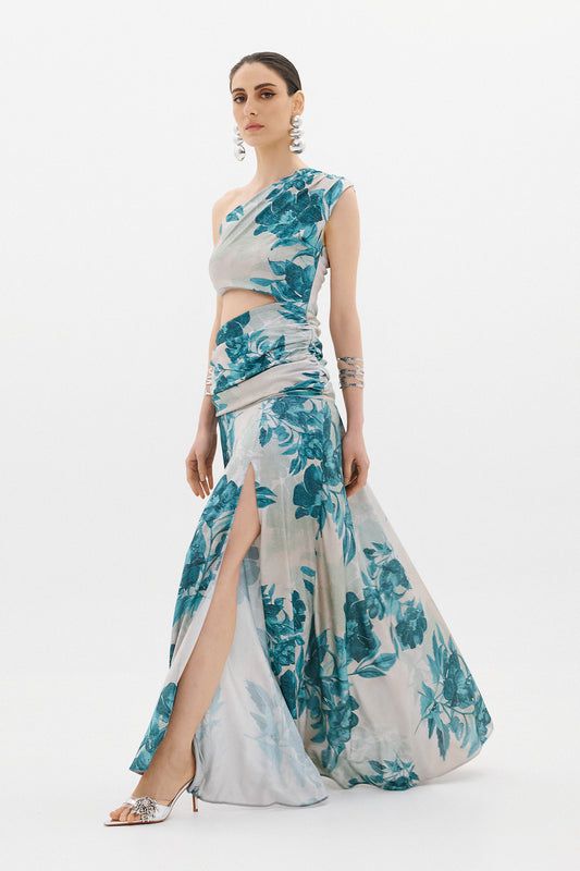 ROMINA DRESS  |  AQUA FLORAL  (20022B)