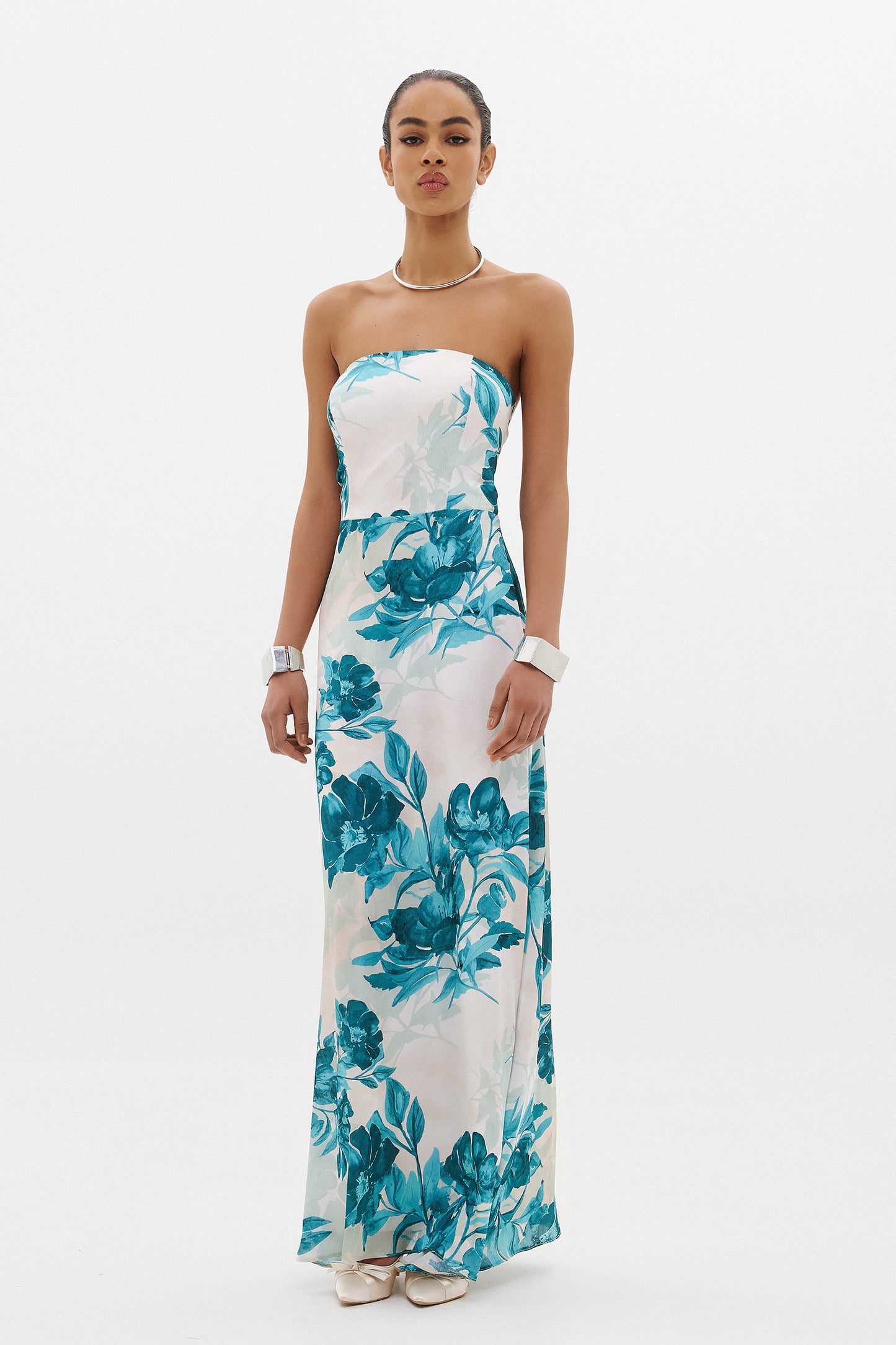 NOURIA DRESS  | AQUA FLORAL  (20025)