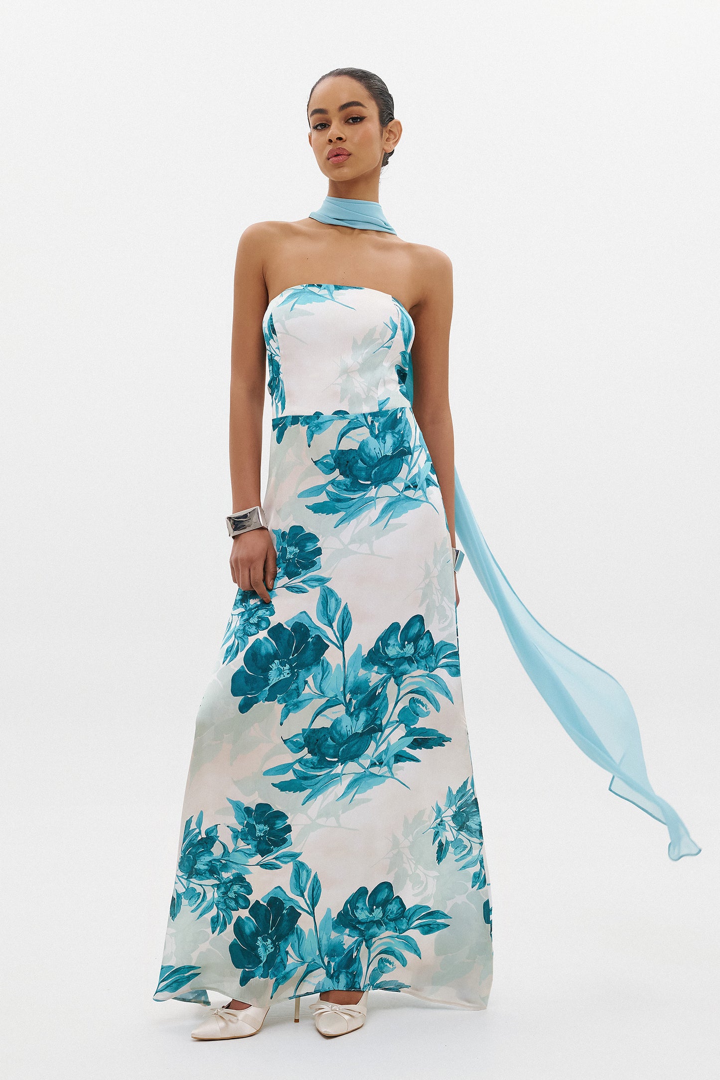 NOURIA DRESS  | AQUA FLORAL  (20025)