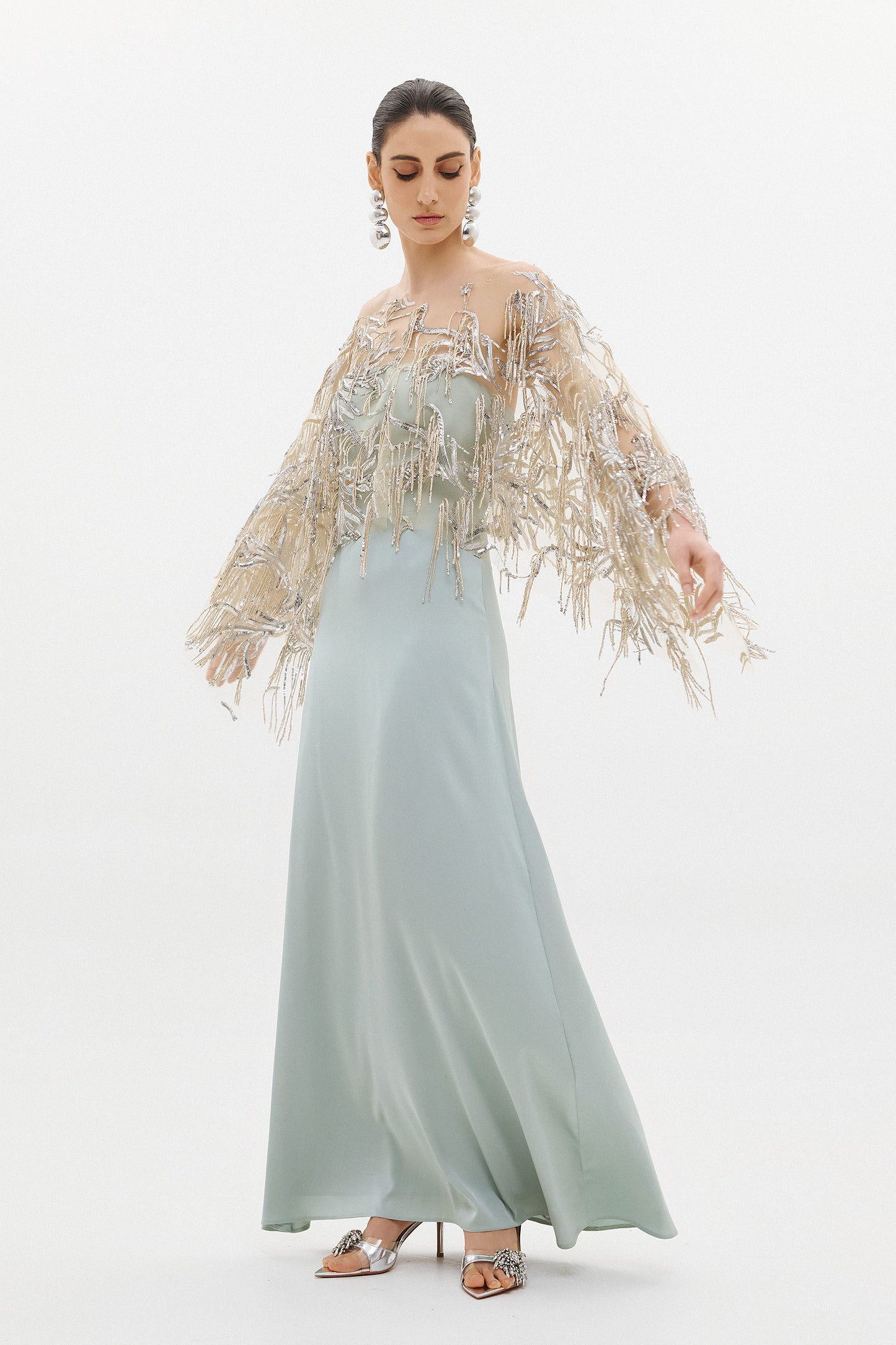 MARGOT KAPE TOP  | FRINGED SEQUINS  (20014B)