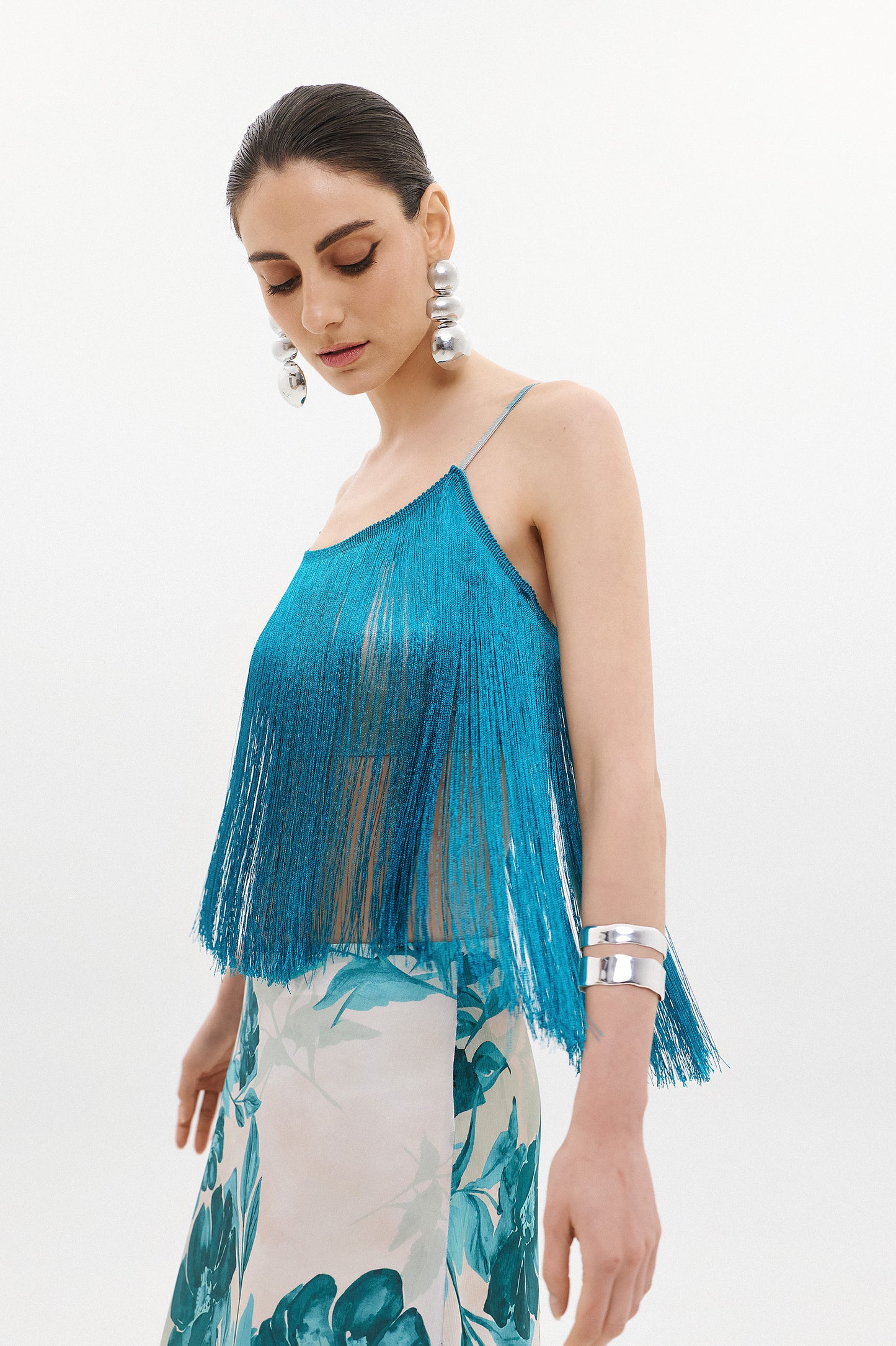 PAULINA FRINGE TOP  | PETROL  (20013)