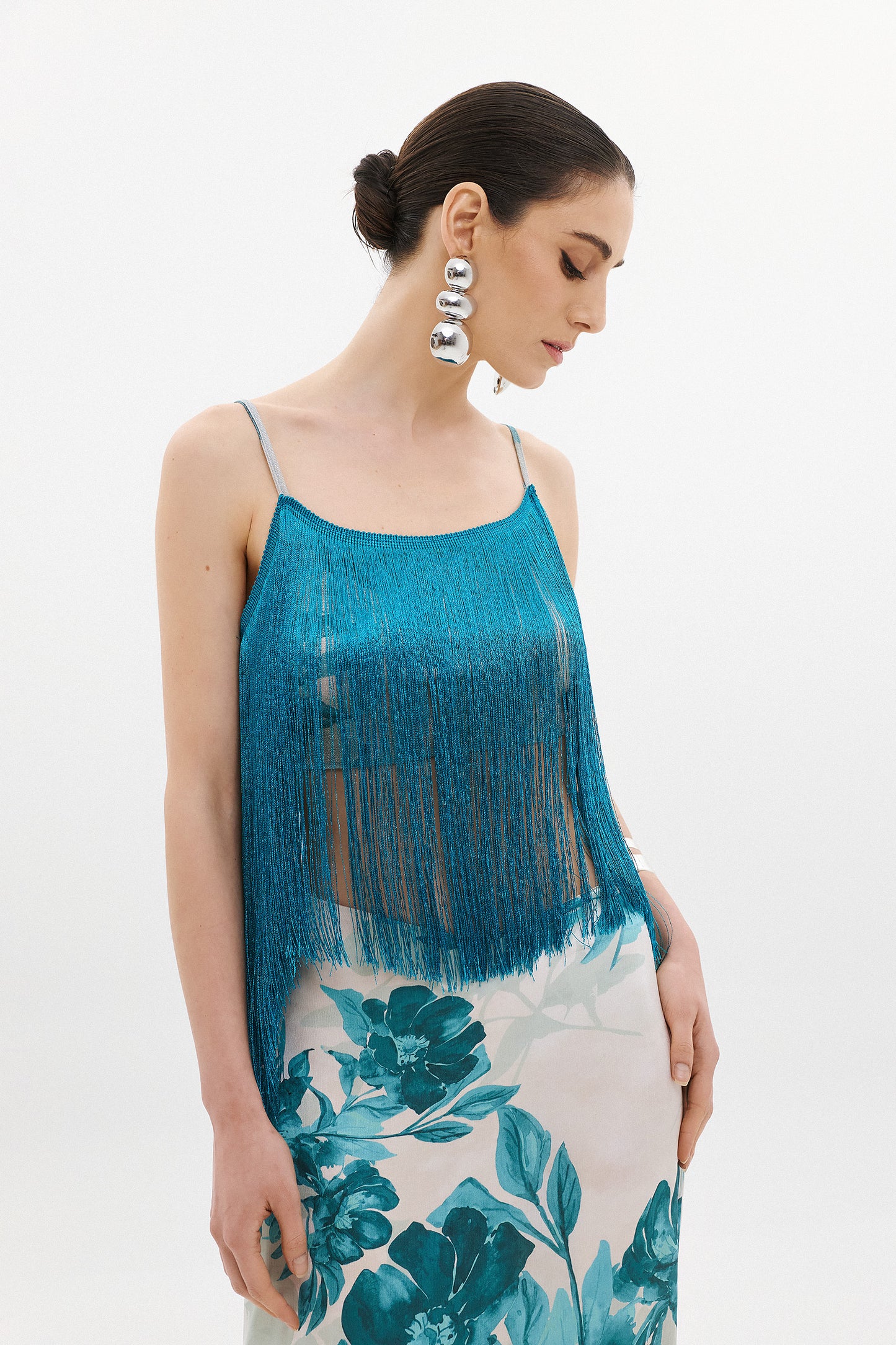 PAULINA FRINGE TOP  | PETROL  (20013)