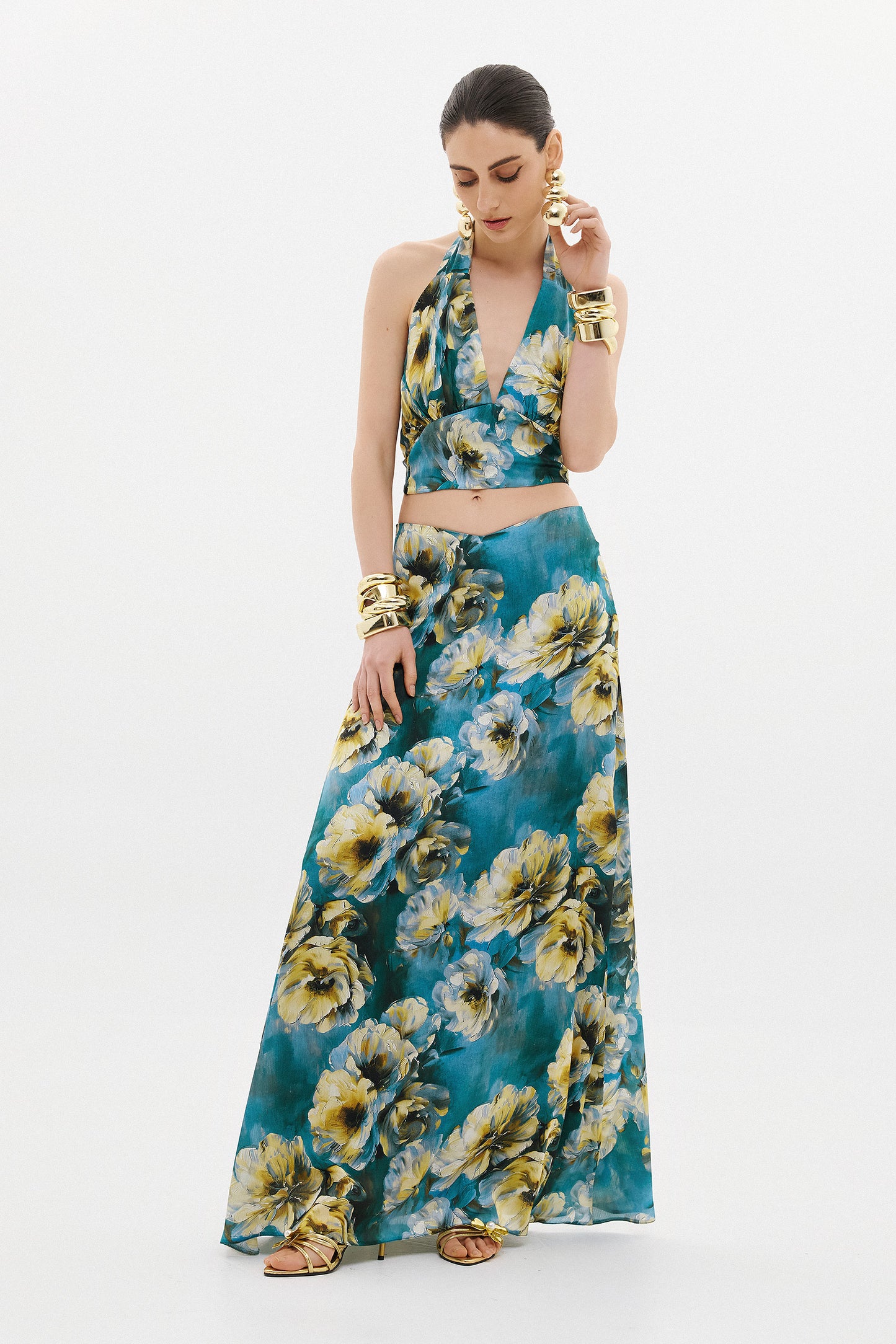 LILY SKIRT  |  TEAL FLORAL  (20017)