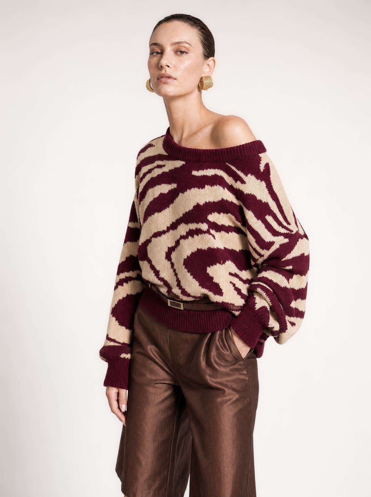 NEIRA KNIT TOP  |  ZEBRA PLUM  (210048)