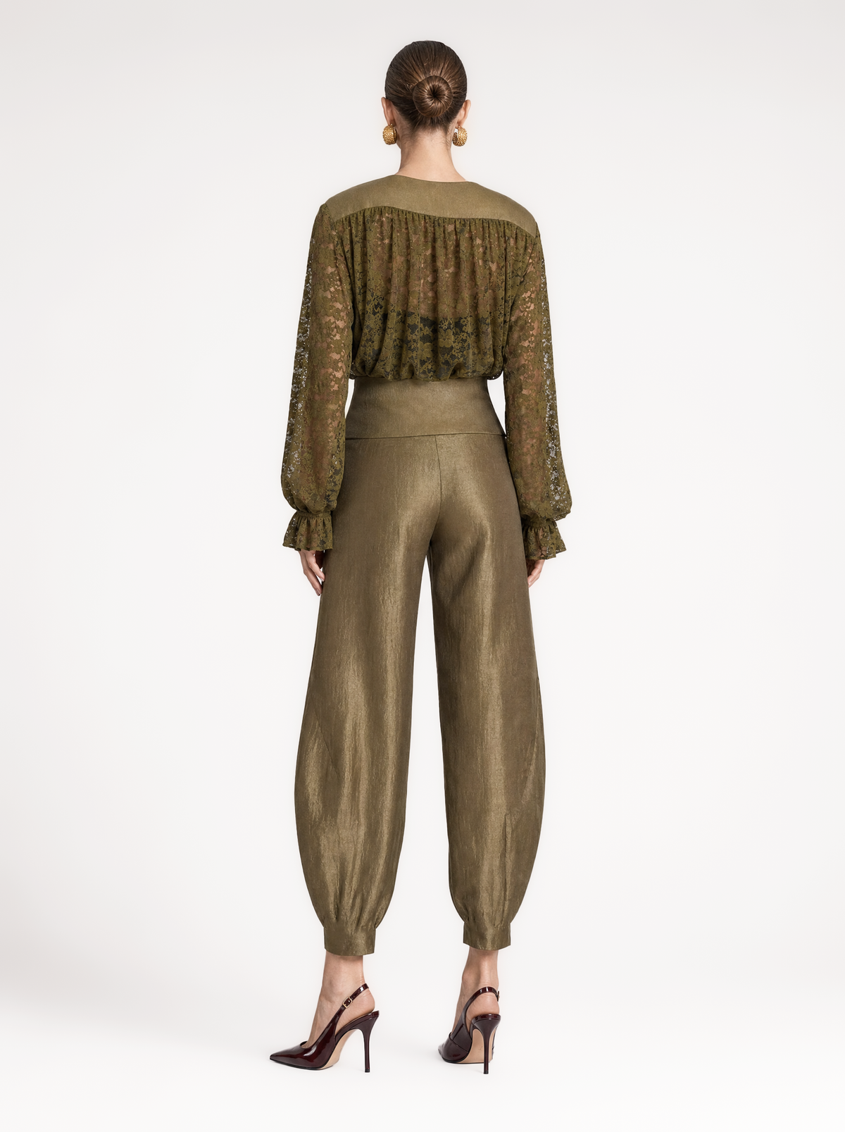 MILVA SATIN BARREL PANTS  |  KHAKI  (210025)