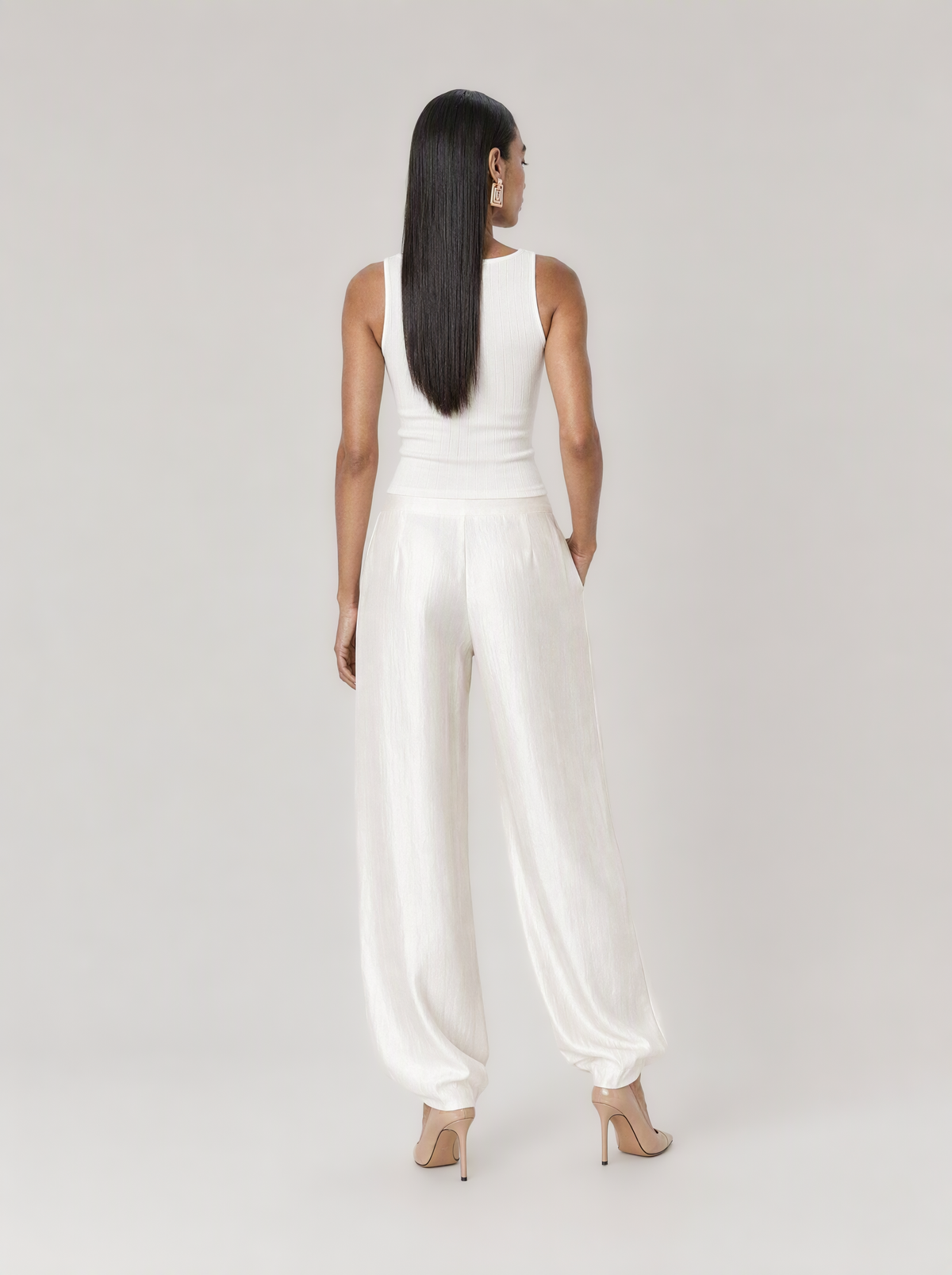 MILVA SATIN  BARREL PANTS  |  IVORY
