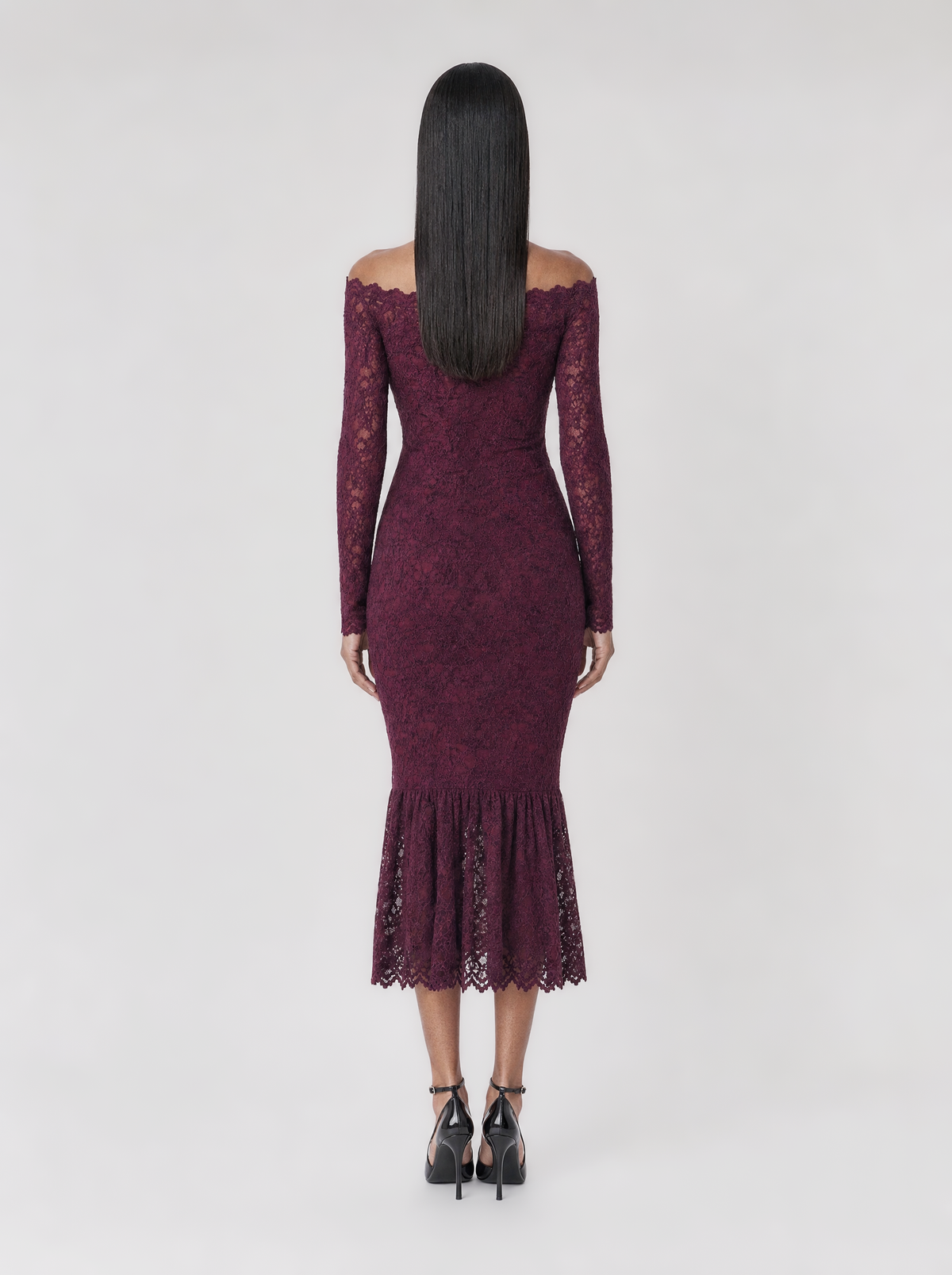 VANESSA VELVET LACE DRESS  |  PLUM  (210005)