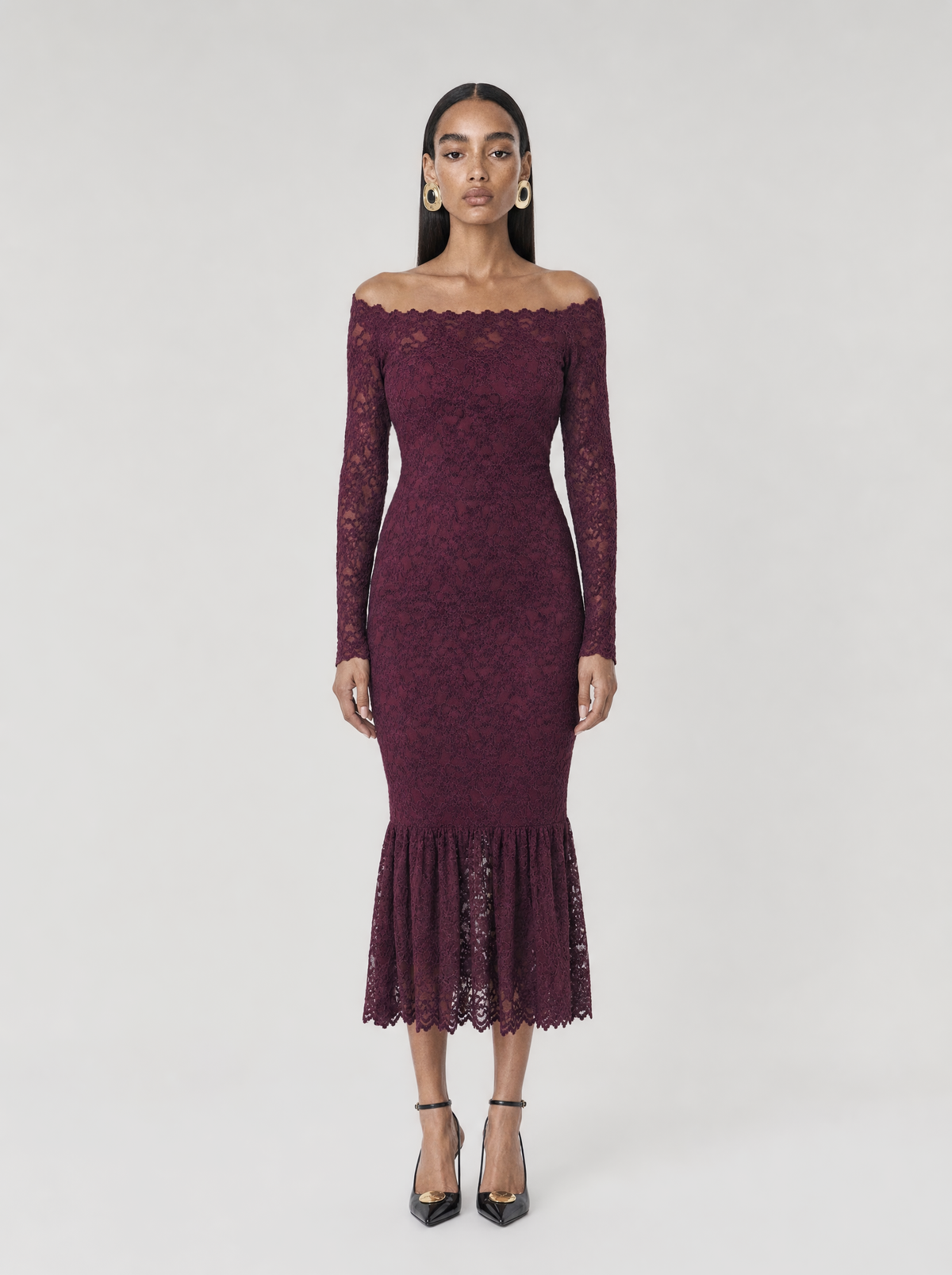 VANESSA VELVET LACE DRESS  |  PLUM  (210005)