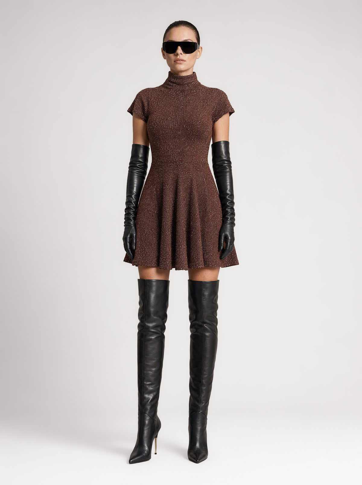 VANA LUREX KNIT DRESS  |  BRONZE  (210015)