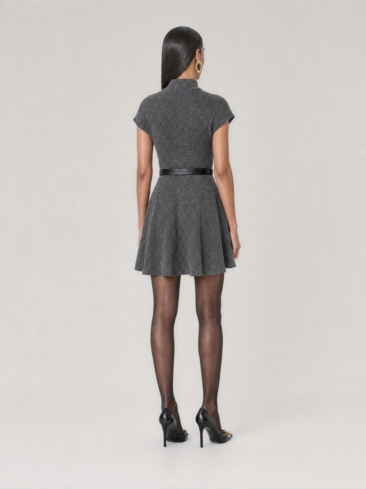 VANA LUREX KNIT DRESS  |  CHARCOAL  (210015)