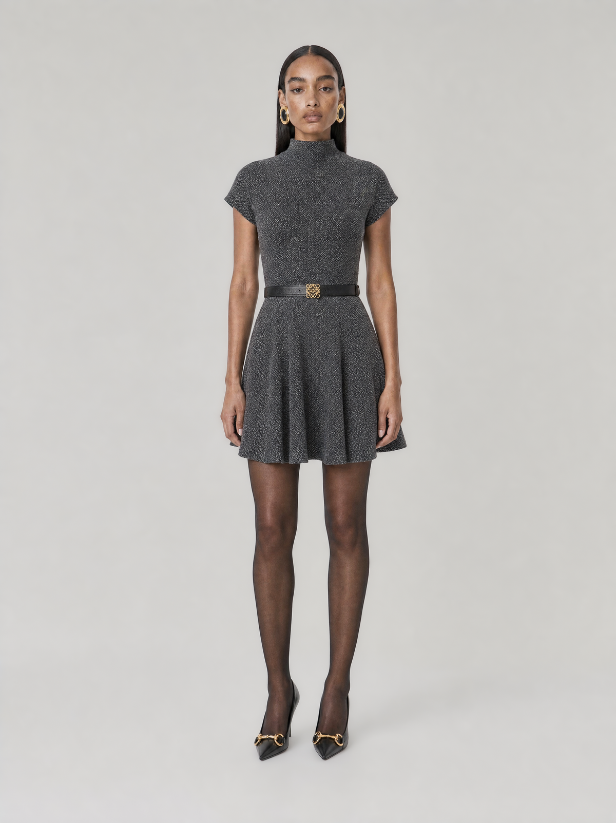 VANA LUREX KNIT DRESS  |  CHARCOAL  (210015)