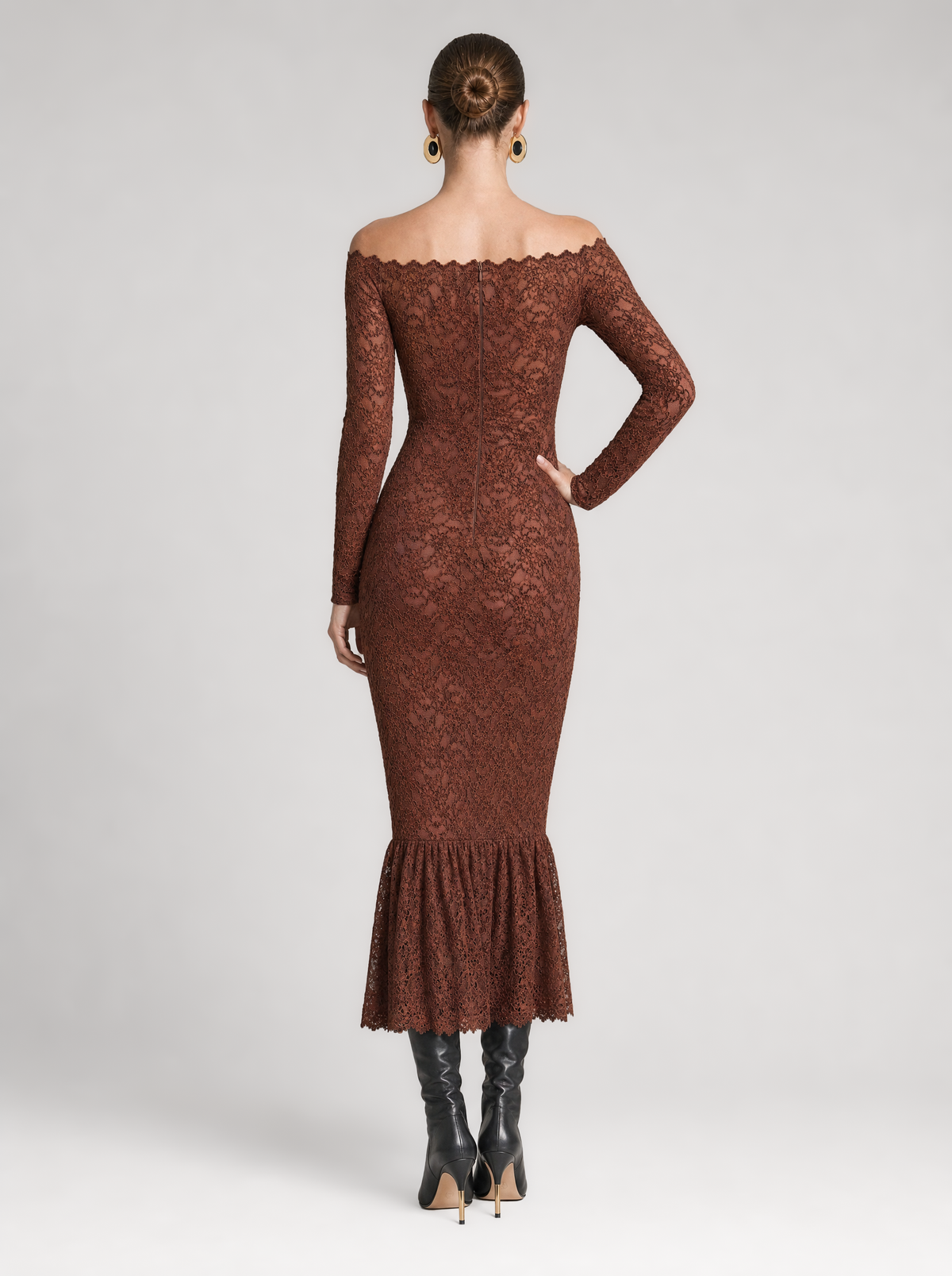 VANESSA VELVET LACE DRESS  |  CINNAMON (210005)