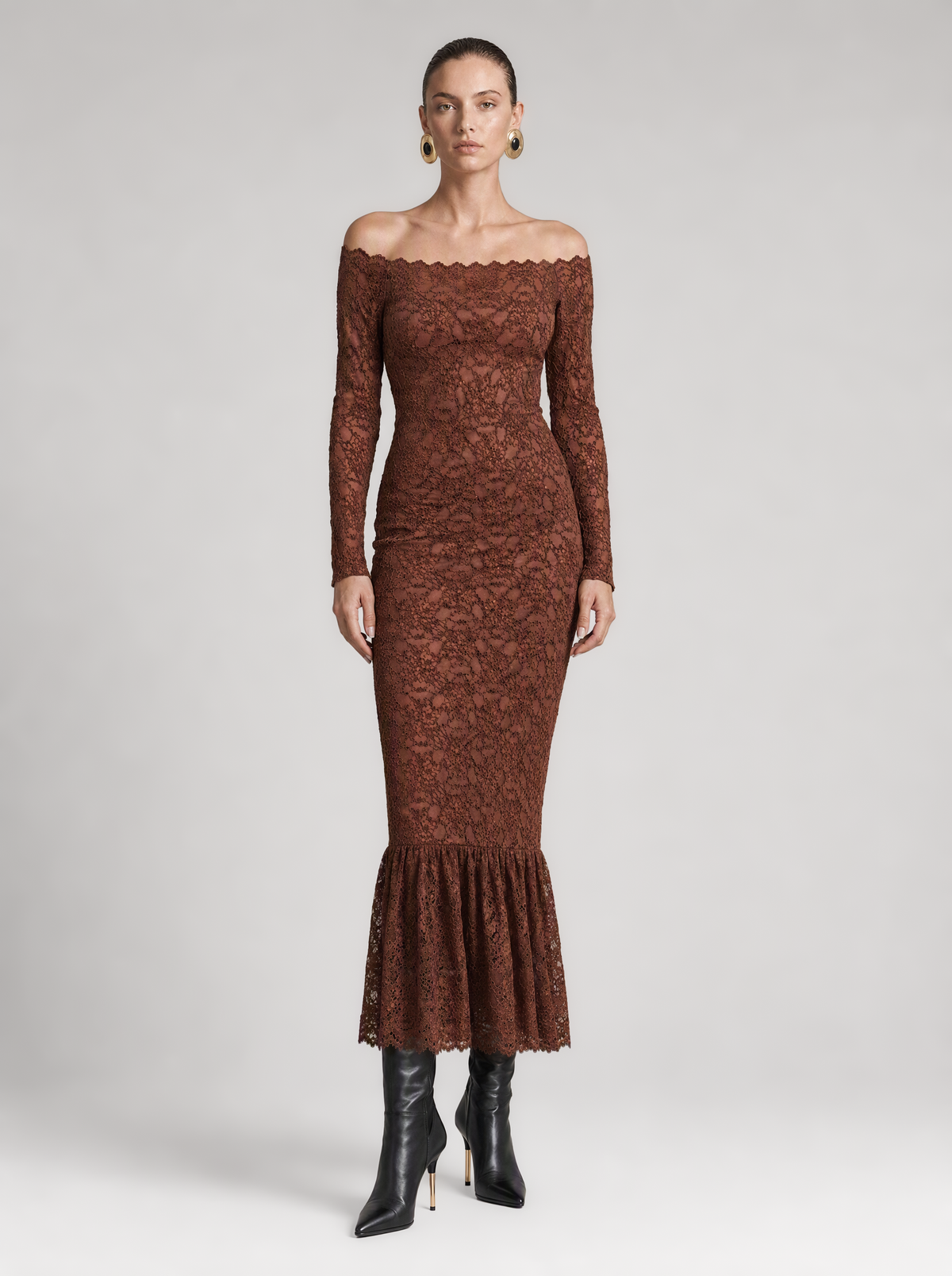 VANESSA VELVET LACE DRESS  |  CINNAMON (210005)